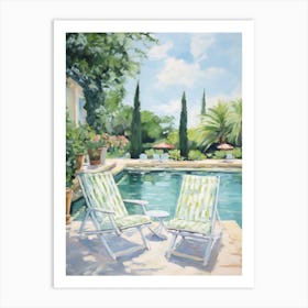 Sun Lounger By The Pool In French Countryside 2 Art Print
