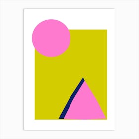 Retro 80s 90s y2k Geometric Shapes in Hot Pink and Chartreuse Art Print