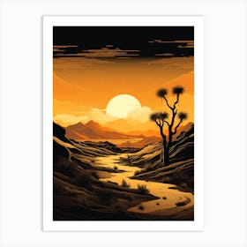 Joshua Tree National Park In Gold And Black (3) Art Print