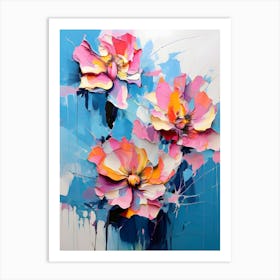 Flowers On Blue Art Print