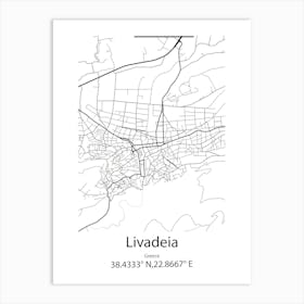 Livadeia,Greece Minimalist Map Art Print