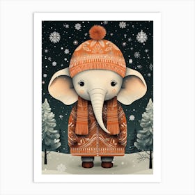Cute Elephant In Winter Art Print