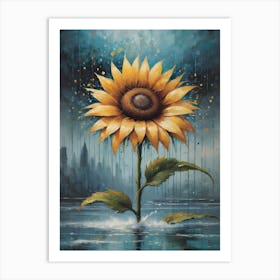 Sunflower In The Rain Art Print