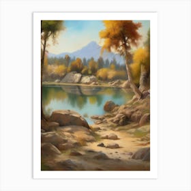 Forest Lake,Vintage Oil Painting,Farm Wall Decorations,Vintage Landscape,Vintage Landscape Oil Painting.14 1 Art Print