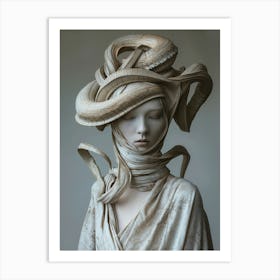 Woman With A Snake On Her Head Art Print