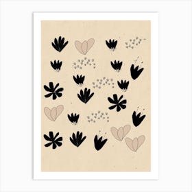 Flowers And Hearts 1 Art Print