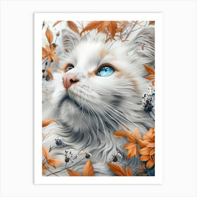 White Cat With Blue Eyes Art Print