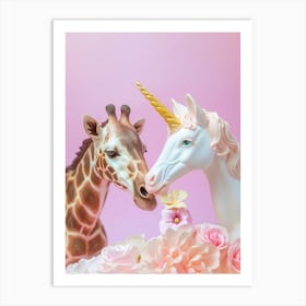 Toy Unicorn & Giraffe Pastel Art Print