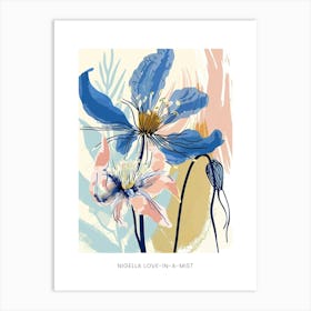 Colourful Flower Illustration Poster Nigella Love In A Mist 2 Art Print