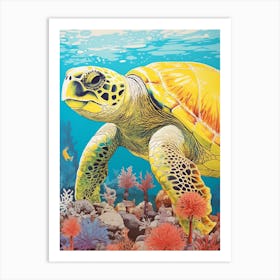 Sea Turtle In The Ocean Blue Aqua 6 Art Print