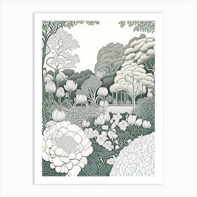 Parks And Public Gardens With Peonies 2 Drawing Art Print