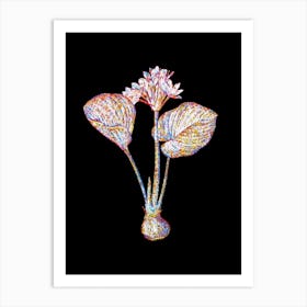Stained Glass Cardwell Lily Mosaic Botanical Illustration on Black n.0283 Art Print