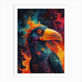 Flaming Crow Art Print