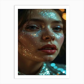 Portrait Of A Girl With Glitter Art Print