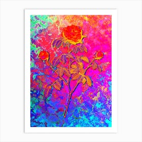 Agatha Rose in Bloom Botanical in Acid Neon Pink Green and Blue Art Print