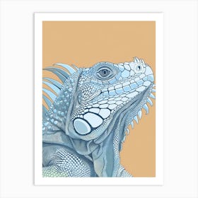 Pastel Blue Mexican Spiny Tailed Iguana Abstract Modern Illustration 1 Art Print