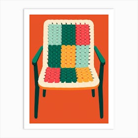 Crochet Chair Illustration Orange  Art Print