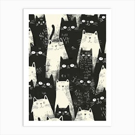 Perfectly Repeatable Artwork With Cute Cat Faces 69 Art Print