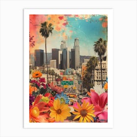 Los Angeles   Floral Retro Collage Style 3 Art Print