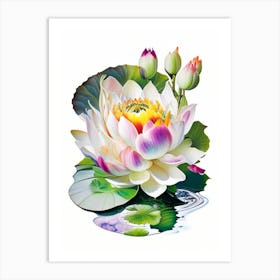 Blooming Lotus Flower In Pond Decoupage 2 Art Print