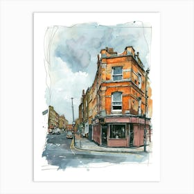 Hackney London Borough   Street Watercolour 9 Art Print