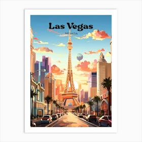 Las Vegas Nevada Sunset Travel Art Illustration Art Print