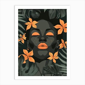 African Girl With Flowers Art Print