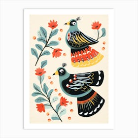 Folk Style Bird Painting Grouse 3 Art Print