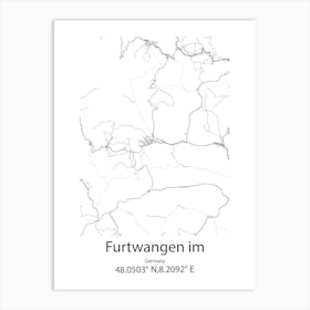 Furtwangen Im Schwarzwald,Germany Minimalist Map Art Print