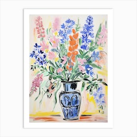 Flower Painting Fauvist Style Larkspur 2 Art Print