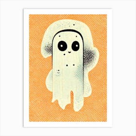 Floating Cute Ghost Orange Art Print
