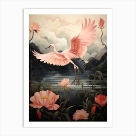 Greater Flamingo 2 Gold Detail Painting Art Print