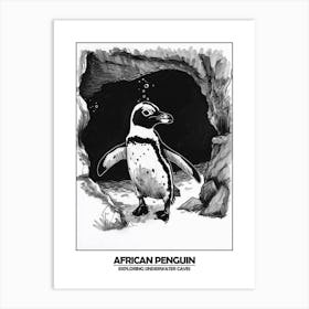 Penguin Exploring Underwater Caves Poster Art Print