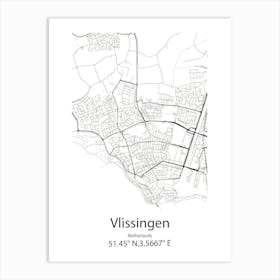 Vlissingen,Netherlands Minimalist Map Art Print