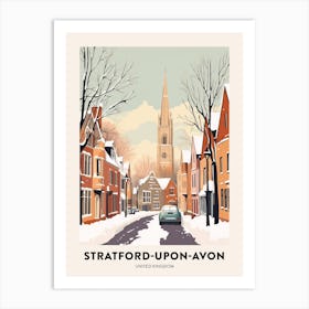 Vintage Winter Travel Poster Stratford Upon Avon United Kingdom 2 Art Print