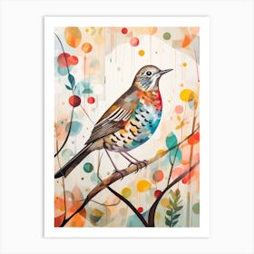 Bird Painting Collage Hermit Thrush 1 Art Print