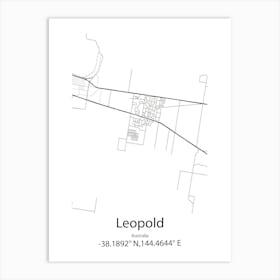 Leopold,Australia Minimalist Map Art Print