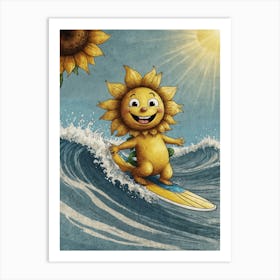 Sunflower Surfboard Art Print