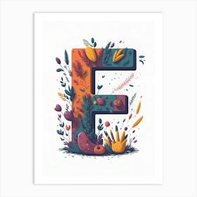 Colorful Letter F Illustration 61 Art Print