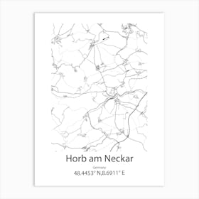 Horb Am Neckar,Germany Minimalist Map Art Print