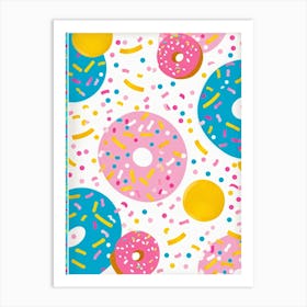 An Abstract Pattern Of Tiny Donuts Swirling With A Blend Of Pastel Pink Blue And Yellow Hues Set (3) Art Print