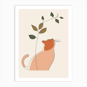 Cat With Leaves 4 Art Print