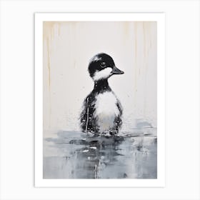 Minimalist Portrait Of A Duckling Black & White 2 Art Print