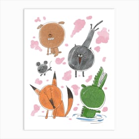 Grumpy animals Art Print