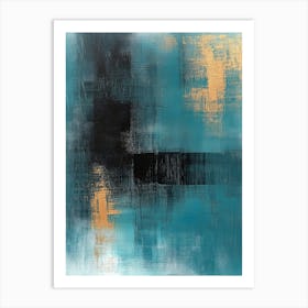 Teal And Black Abstract 1 Art Print