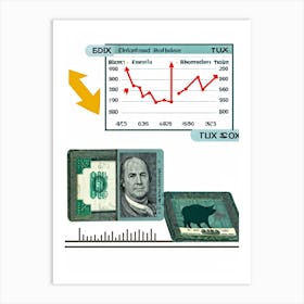 Billfold And Banknote Resting In A Safe Simple Interface Where Strokes Balance An Icon Of A Briefc (6) Art Print