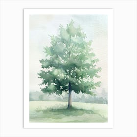 Poplar Tree Atmospheric Watercolour Painting 4 Art Print