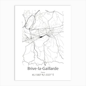 Brive La Gaillarde,France Minimalist Map Art Print