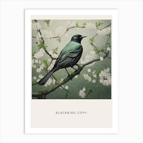 Ohara Koson Inspired Bird Painting Blackbird 2 Copy Poster Art Print