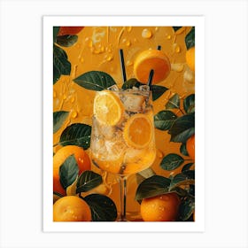 Cocktail With Oranges And Leaves 3 Art Print